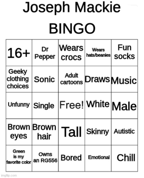 image tagged in joseph_mackie bingo remake | made w/ Imgflip meme maker