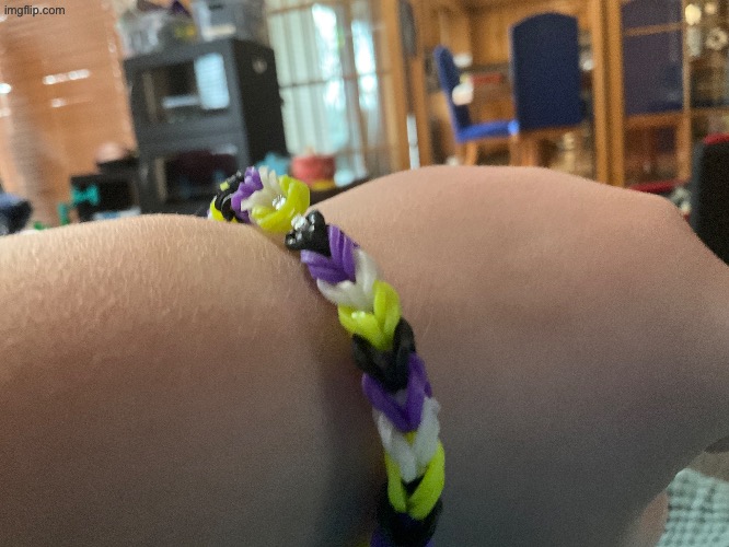 My friend made this enby bracelet for me y’all like it? | image tagged in picture | made w/ Imgflip meme maker