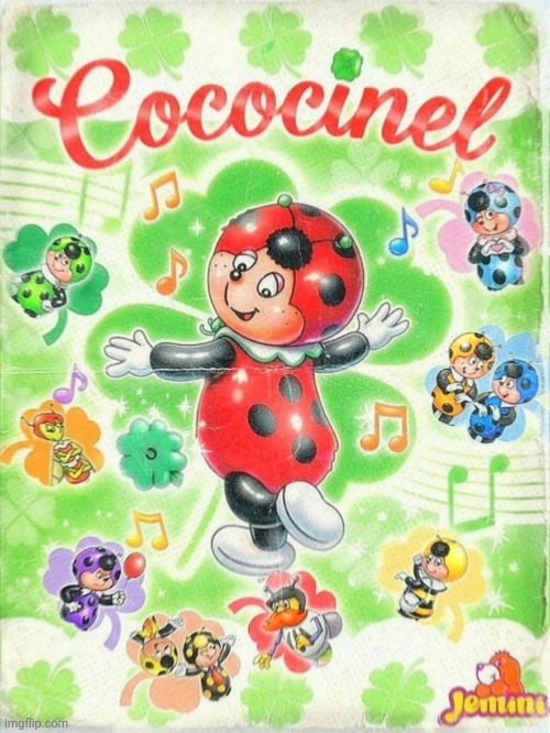 Cococinel coccinelle dessin animé fille héroïne avec un trèfle magique | image tagged in cococinel | made w/ Imgflip meme maker