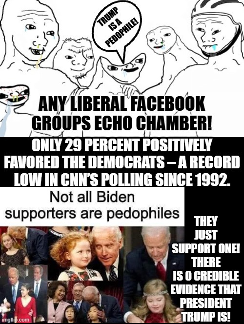 All liberal streams!!! | ANY LIBERAL FACEBOOK GROUPS ECHO CHAMBER! THEY JUST SUPPORT ONE! THERE IS 0 CREDIBLE EVIDENCE THAT PRESIDENT TRUMP IS! | image tagged in sam elliott special kind of stupid,morons,idiots,stupid liberals,democrats | made w/ Imgflip meme maker
