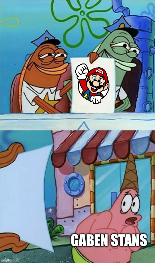 patrick scared | GABEN STANS | image tagged in patrick scared | made w/ Imgflip meme maker