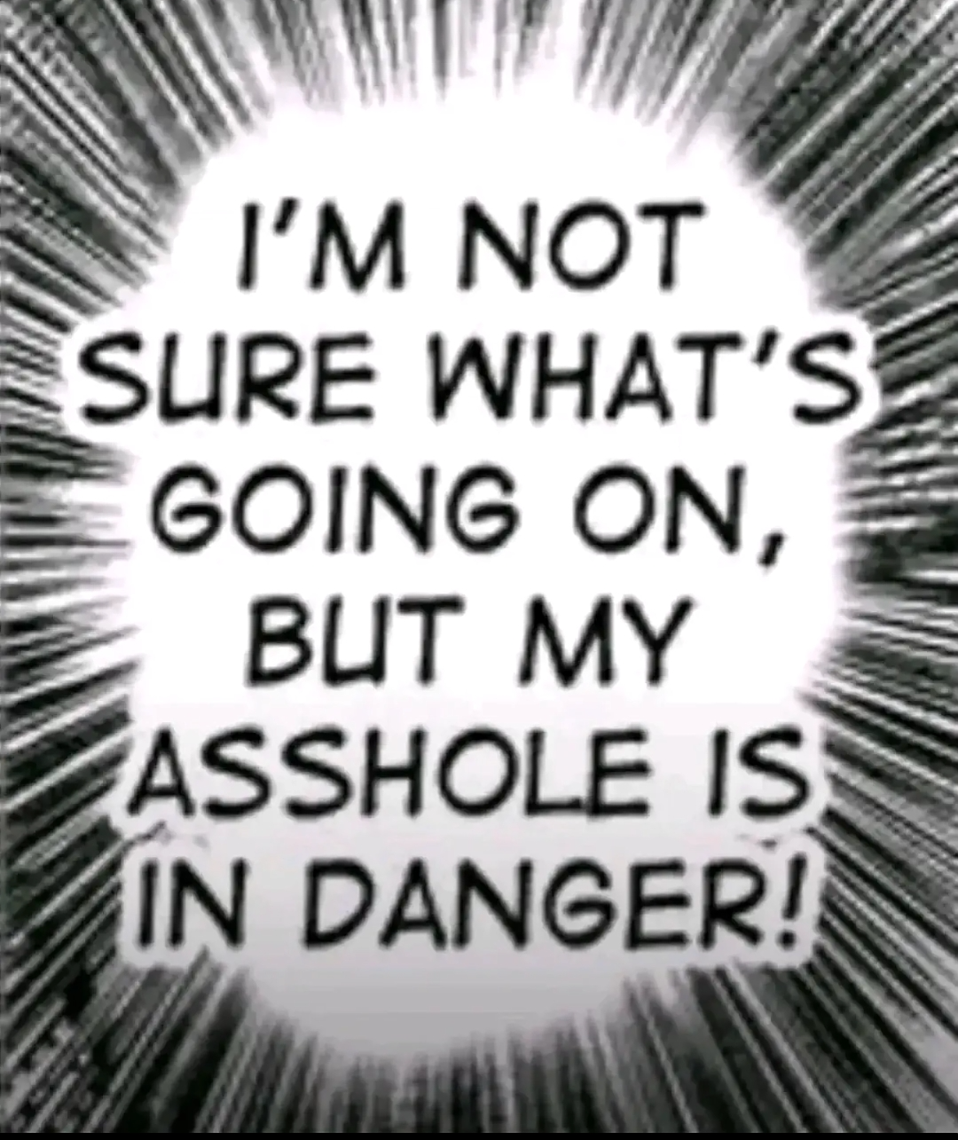 I'm not sure what going on but my asshole is in danger! Blank Meme Template