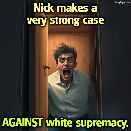 Superior he is not, not to anyone. But it's a roomy closet. | Nick makes a very strong case; AGAINST white supremacy. | image tagged in nick fuentes,white supremacists,kkk,neo-nazis,anti-semite and a racist,misogyny | made w/ Imgflip meme maker