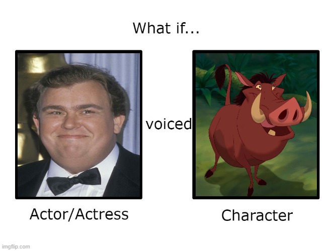 John Candy Voices Pumbaa | image tagged in what if this actor or actress voiced this character,john candy,pumbaa,voice,voices,actors | made w/ Imgflip meme maker