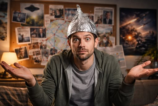 Tin foil hat conspiracy theory guy Blank Meme Template