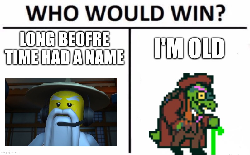 Who Would Win? | LONG BEOFRE TIME HAD A NAME; I'M OLD | image tagged in memes,who would win | made w/ Imgflip meme maker