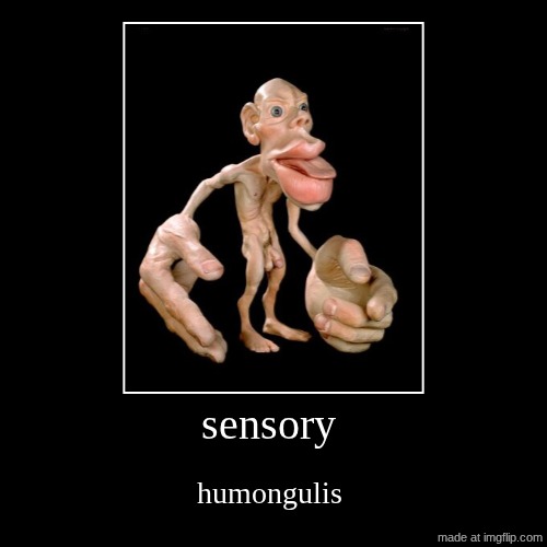 wtf- | sensory | humongous | image tagged in funny,demotivationals | made w/ Imgflip demotivational maker
