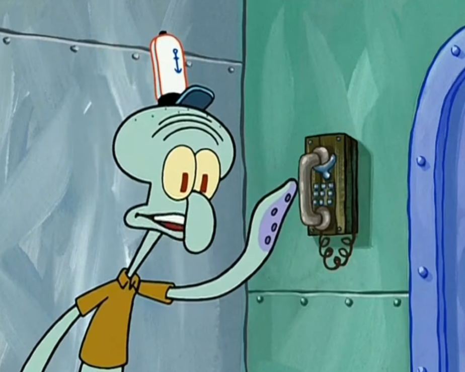 Squidward Reaching for the Phone Blank Meme Template