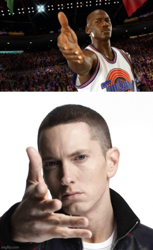 image tagged in michael jordan space jam,eminem video game logic,michael jordan,eminem | made w/ Imgflip meme maker