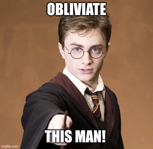 Obliviate this man | OBLIVIATE; THIS MAN! | image tagged in harry potter | made w/ Imgflip meme maker