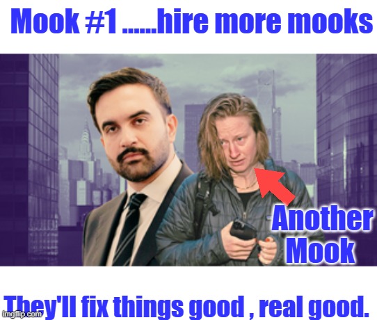 Mook begat more Mooks, its a endless cycle. And all of a sudden you got a gov. full of Mook. The   Day of the mook has begun. | Mook #1 ......hire more mooks; Another Mook; They'll fix things good , real good. | made w/ Imgflip meme maker
