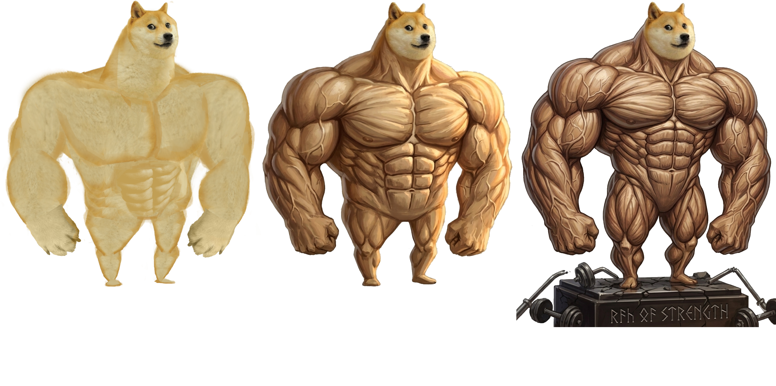 Three buff doges Blank Meme Template