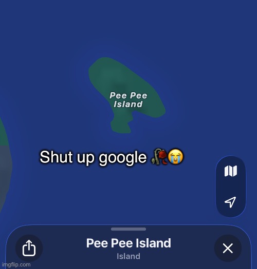Pee island | Shut up google 🥀😭 | made w/ Imgflip meme maker