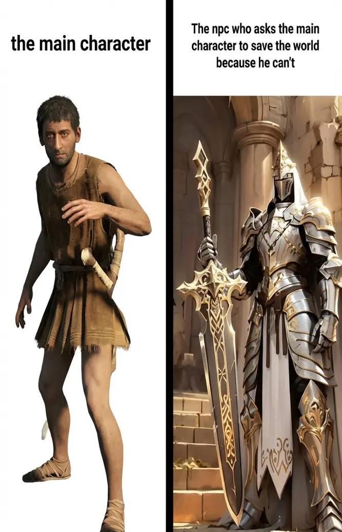 Main Character vs NPC Blank Meme Template