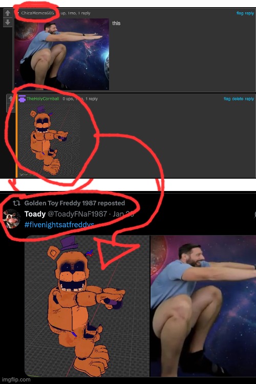 apparently today posted an image of MY render and collected it under one of her alts. insane. | made w/ Imgflip meme maker