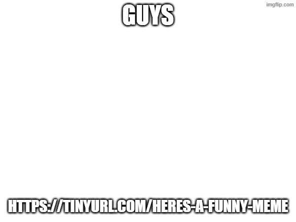 GUYS; HTTPS://TINYURL.COM/HERES-A-FUNNY-MEME | made w/ Imgflip meme maker