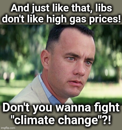 Shouldn't they be celebrating?! | And just like that, libs
don't like high gas prices! Don't you wanna fight
"climate change"?! | image tagged in memes,and just like that,gas prices,iran,trump derangement syndrome,democrats | made w/ Imgflip meme maker