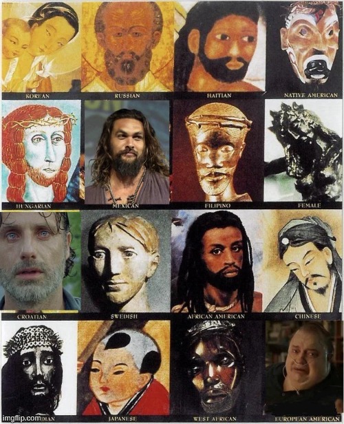 Depictions of Jesus Christ across various times and cultures | made w/ Imgflip meme maker