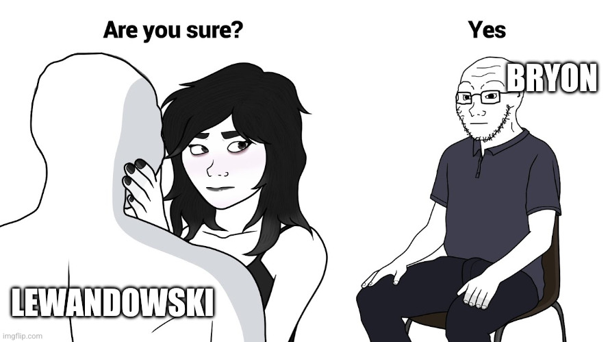 Wojak cuck | BRYON; LEWANDOWSKI | image tagged in wojak cuck | made w/ Imgflip meme maker