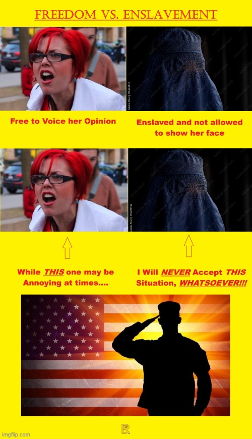 Freedom Vs. Enslavement | image tagged in freedom,slavery | made w/ Imgflip meme maker