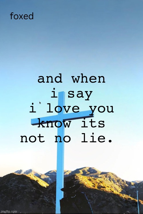 foxed jpeg temp | and when i say i love you know its not no lie. | image tagged in foxed jpeg temp | made w/ Imgflip meme maker