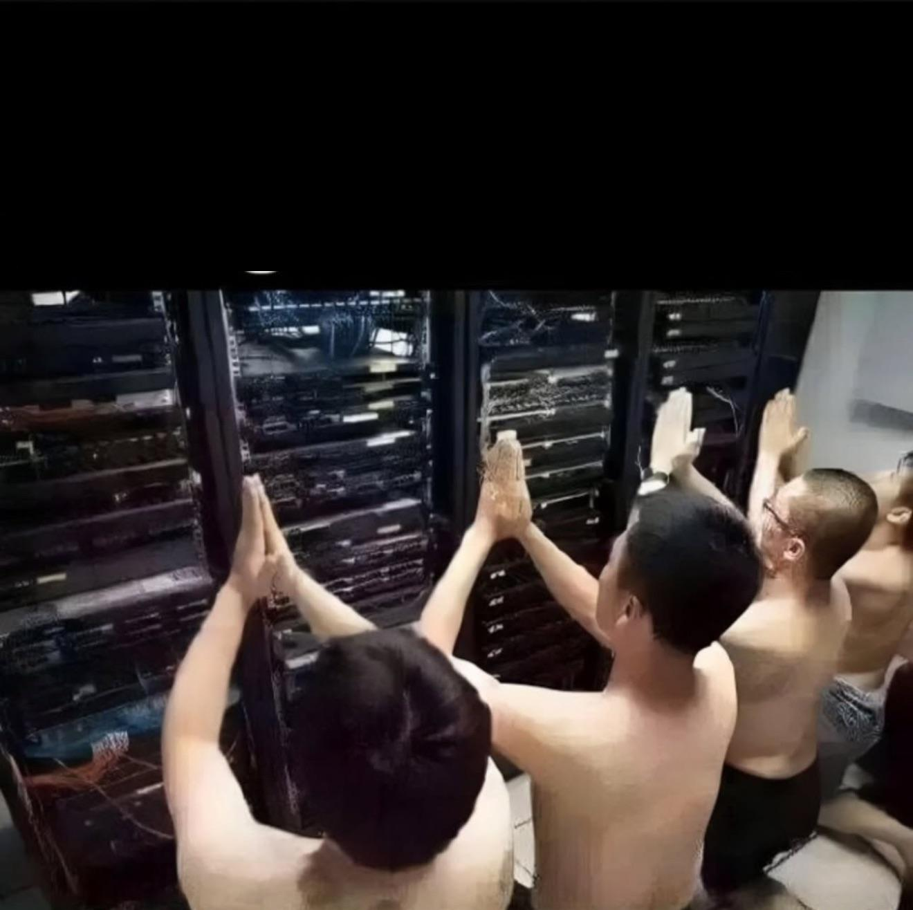 IT team praying Blank Meme Template