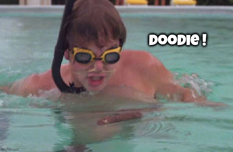 Doodie ! | image tagged in caddyshack swimming pool doodie | made w/ Imgflip meme maker
