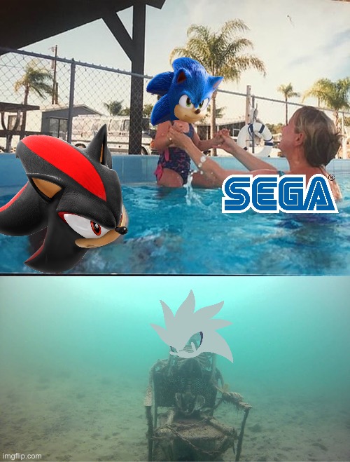 Silver needs a little love | image tagged in mother ignoring kid drowning in a pool | made w/ Imgflip meme maker