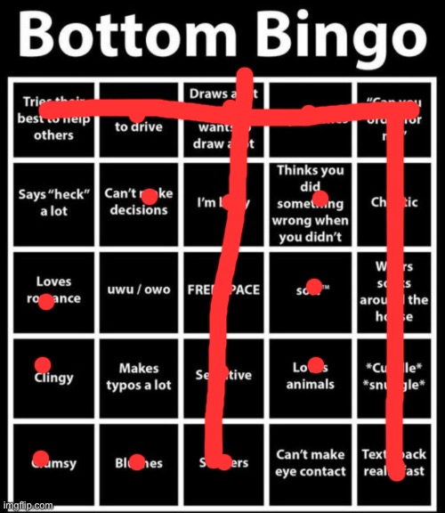 Bottom Bingo | image tagged in bottom bingo | made w/ Imgflip meme maker
