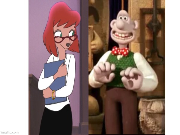 Sylvia Marpole x Wallace | image tagged in disney,aardman,wallace and gromit | made w/ Imgflip meme maker