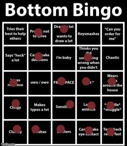 Bottom Bingo | image tagged in bottom bingo | made w/ Imgflip meme maker