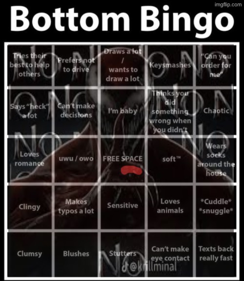 Bottom Bingo | image tagged in bottom bingo | made w/ Imgflip meme maker