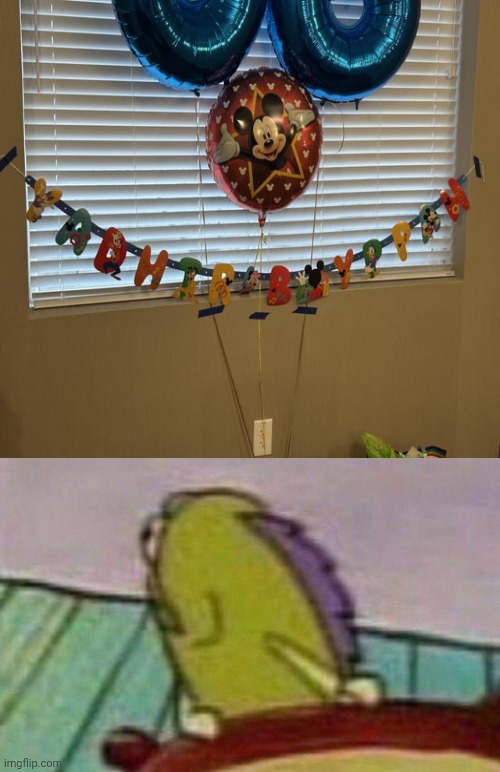 Happy birthday backwards | image tagged in fish looking backwards,happy birthday,backwards,birthday,you had one job,memes | made w/ Imgflip meme maker