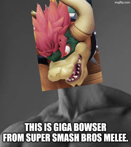 Giga Bowser | THIS IS GIGA BOWSER FROM SUPER SMASH BROS MELEE. | image tagged in giga chad,smash bros,melee | made w/ Imgflip meme maker