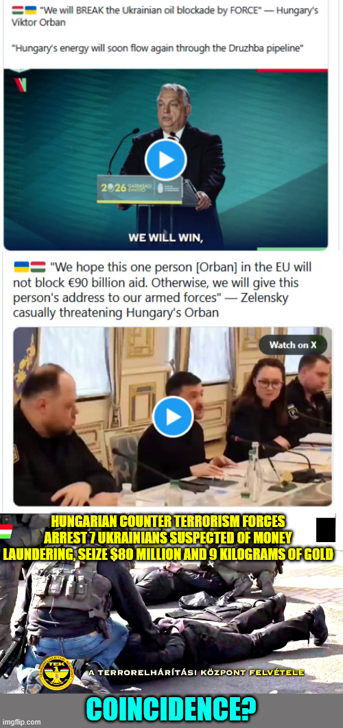 Criminal Zelenskyy | HUNGARIAN COUNTER TERRORISM FORCES ARREST 7 UKRAINIANS SUSPECTED OF MONEY LAUNDERING, SEIZE $80 MILLION AND 9 KILOGRAMS OF GOLD; COINCIDENCE? | image tagged in criminal zelenskyy,another lib hero | made w/ Imgflip meme maker