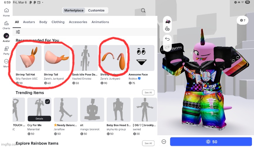 I think Roblox is giving me a tutorial on how to become Shrimpo | image tagged in roblox,dandy's world,thx | made w/ Imgflip meme maker