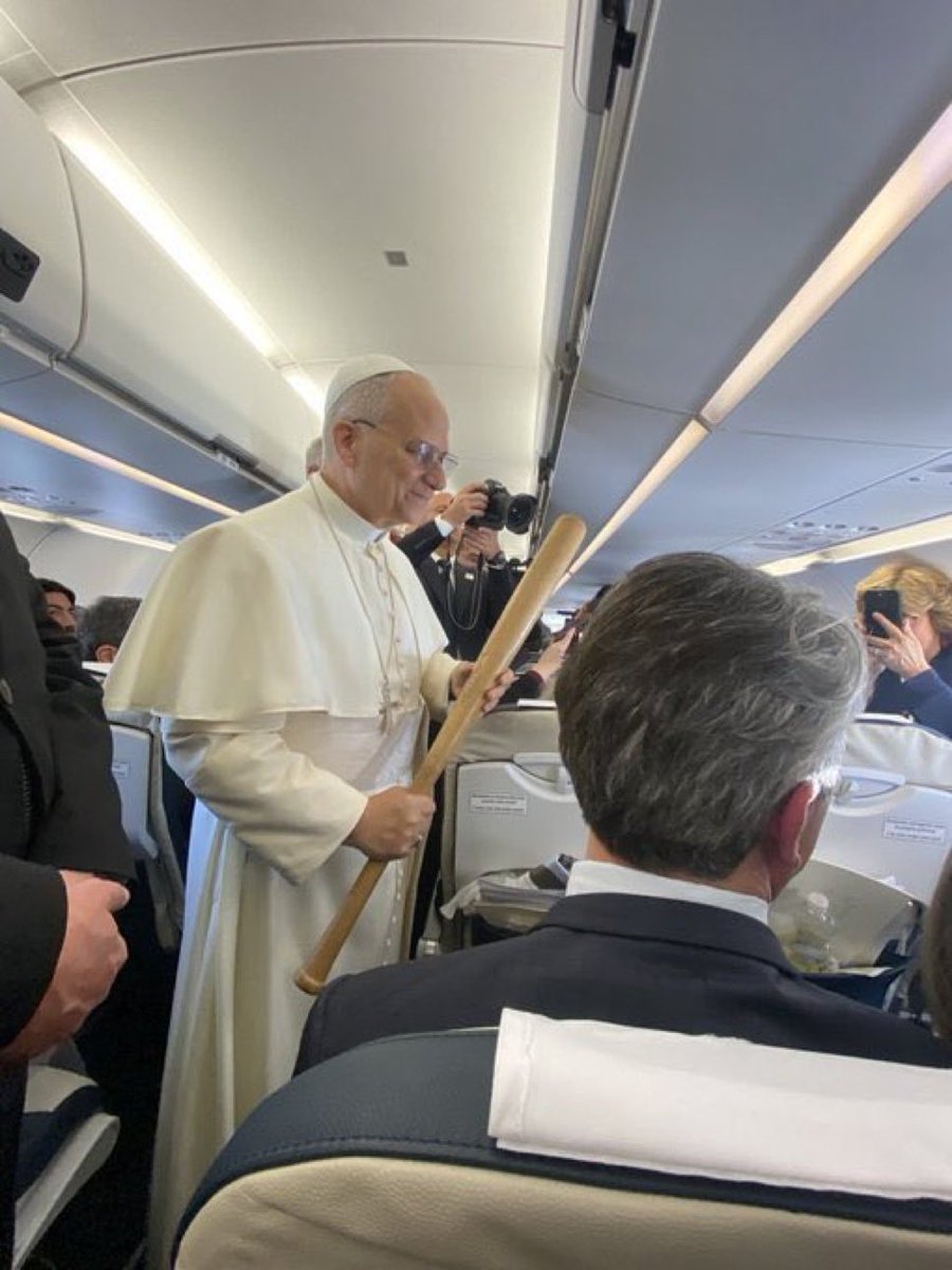 Pope Leo with a Baseball Bat Blank Meme Template