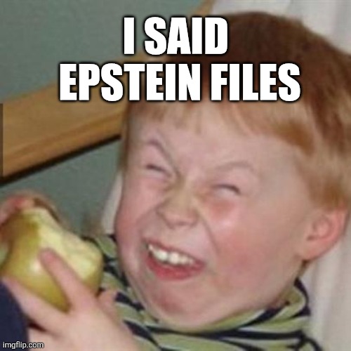 laughing kid | I SAID 
EPSTEIN FILES | image tagged in laughing kid | made w/ Imgflip meme maker