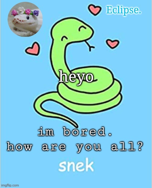 as per usual, 2 words, 2 paragraphs, it doesn't matter. I'll read allat | heyo; im bored. how are you all? | image tagged in h | made w/ Imgflip meme maker