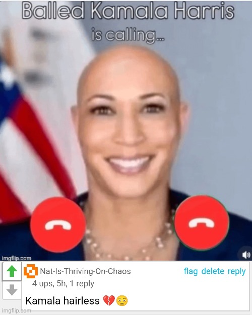 image tagged in bald,kamala harris,comments,insults,roasts,funny | made w/ Imgflip meme maker