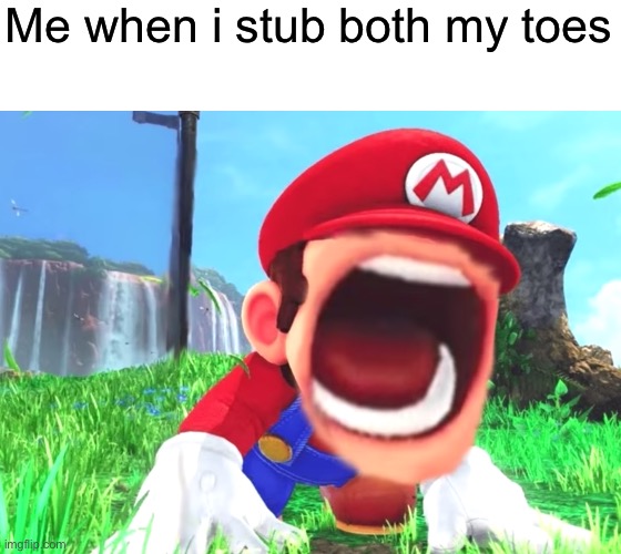 this is so powerful | Me when i stub both my toes | image tagged in mario screaming | made w/ Imgflip meme maker