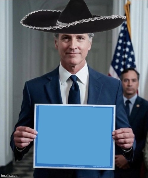 Greasy Gavin holding sign Blank Meme Template