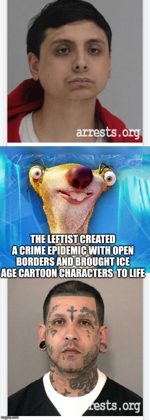 America under illegal ,dreamer siege coming to a town near you | THE LEFTIST CREATED A CRIME EPIDEMIC WITH OPEN BORDERS AND BROUGHT ICE AGE CARTOON CHARACTERS  TO LIFE | image tagged in wtf,leftist | made w/ Imgflip meme maker