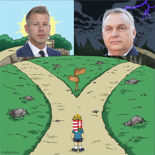 Coming April 2026... | image tagged in two paths,peter magyar,hungary,memes,viktor orban | made w/ Imgflip meme maker