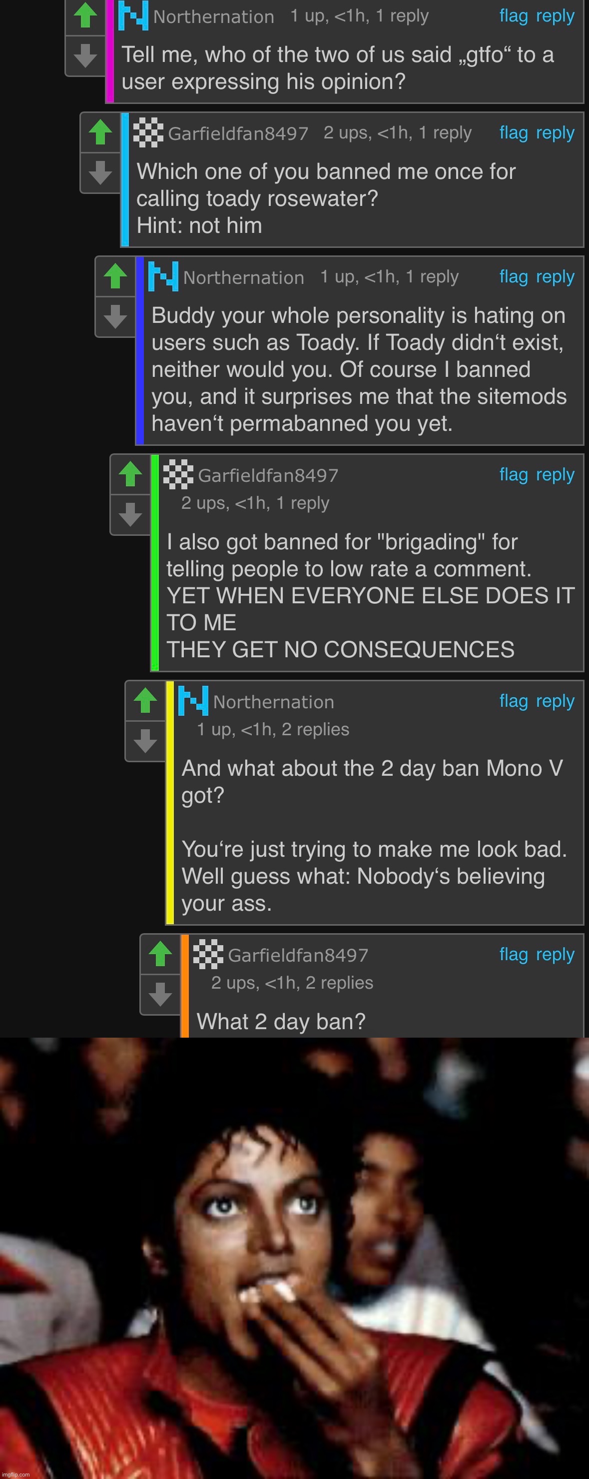 image tagged in michael jackson eating popcorn,msmg,drama | made w/ Imgflip meme maker