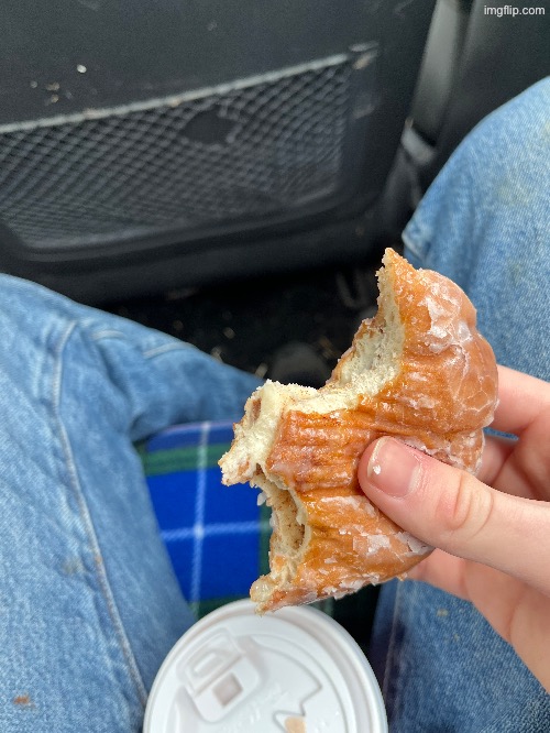 I just bought my first apple fritter I love free will | made w/ Imgflip meme maker