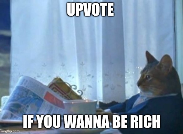 I Should Buy A Boat Cat Meme | UPVOTE; IF YOU WANNA BE RICH | image tagged in memes,i should buy a boat cat | made w/ Imgflip meme maker
