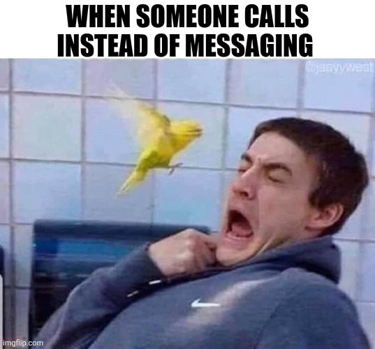 When Someone Calls Instead Of Messaging | WHEN SOMEONE CALLS INSTEAD OF MESSAGING | image tagged in chrisjoines1 | made w/ Imgflip meme maker