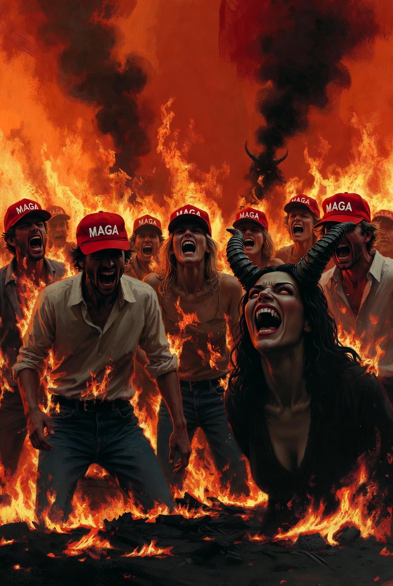 MAGAts burning in Hell Trump Evil Blank Meme Template