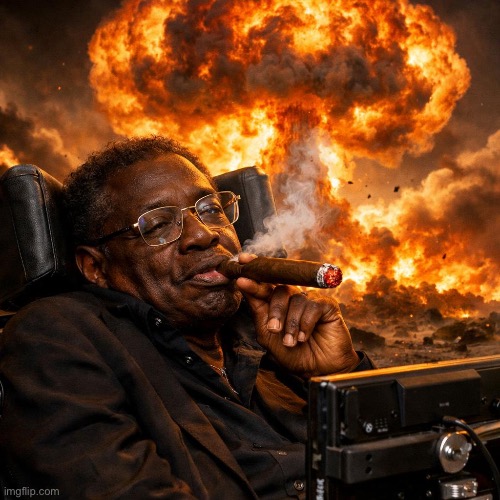 W template | image tagged in black stephen hawking smoking a fat ass cigar with a nuke | made w/ Imgflip meme maker